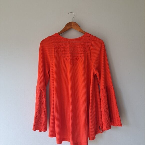 Free People Orange Bell Sleeve Blouse - Picture 8 of 13